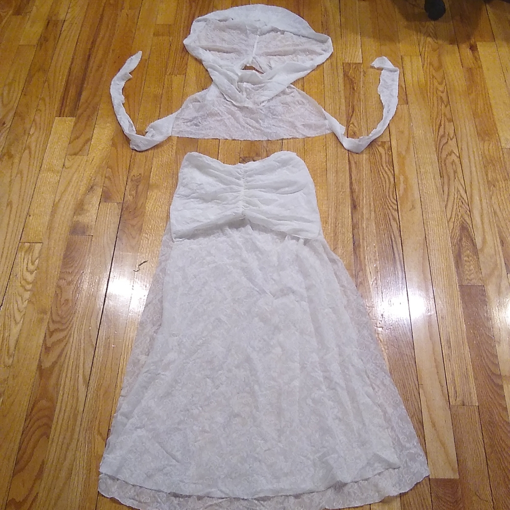 White lace belly dance set